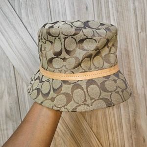 Coach Signature Jacquard Monogram Vintage Y2K Bucket Hat Organic Beige Tan